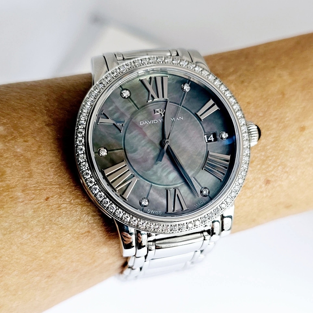 David Yurman 38mm Classic Quartz Stainless Steel Diamond Bezel Watch